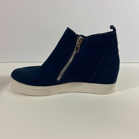 Steve Madden Women's Leather Upper Hidden Wedge Zip Sneakers Shoes Sz 9.5M Blue - Picture 5 of 10